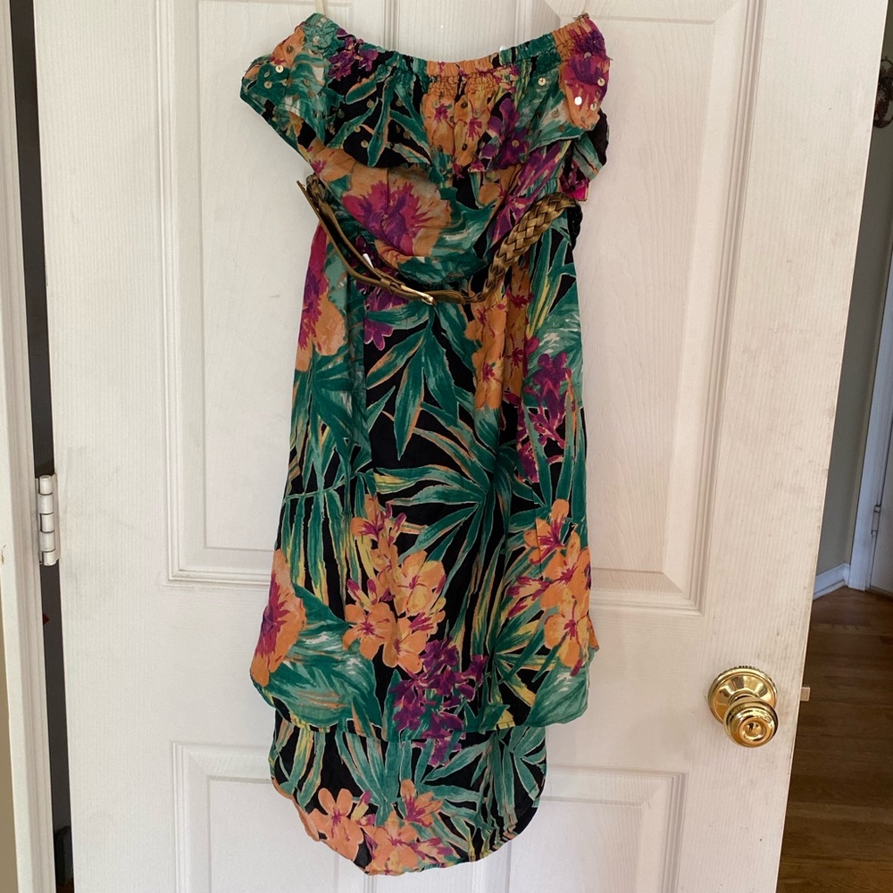 Tropical Floral Strapless Sundress